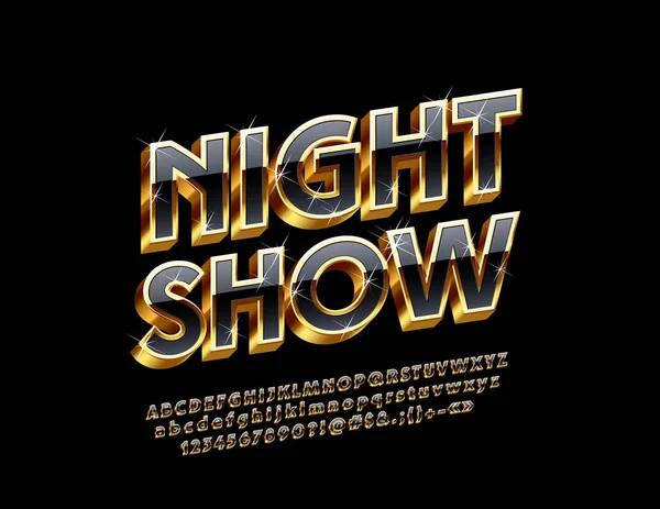 Logo Lusso Con Testo Night Show Set Vettoriale Lettere Alfabetiche — Vettoriale Stock