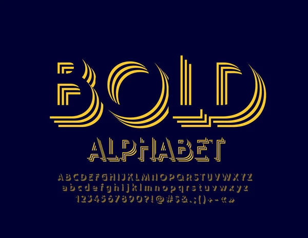 Vector Moderno Sombra Letras Números Símbolos Original Yellow Bold Alphabet — Archivo Imágenes Vectoriales