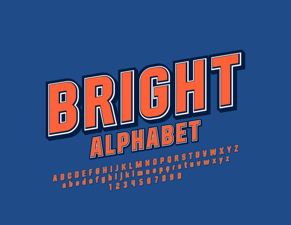 Vector Bright Font. Retro 3D Alphabet