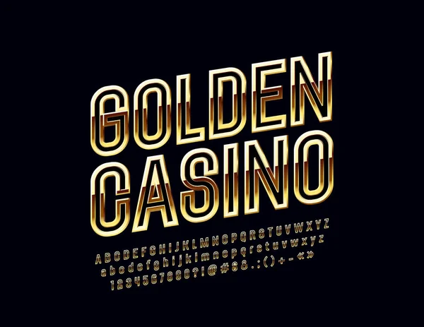 Vektorové Módní Logo Golden Casino Otočené Světlé Písmo Lesklé Abeceda — Stockový vektor