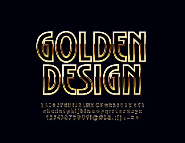 Vektor Fekete Arany Art Deco Design Ábécé Luxus Betűket Számokat — Stock Vector
