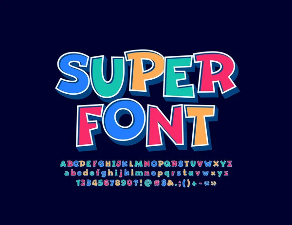 Vector Super Funni Kif Font Colorful Alphabet Letters Numbers Symbols — Stock Vector