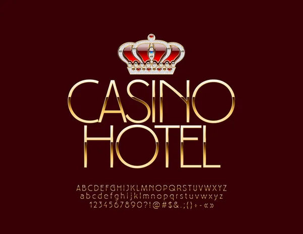 Vektor Royal Casino Hotel Znak Korunou Bohaté Zlaté Písmo Tenký — Stockový vektor