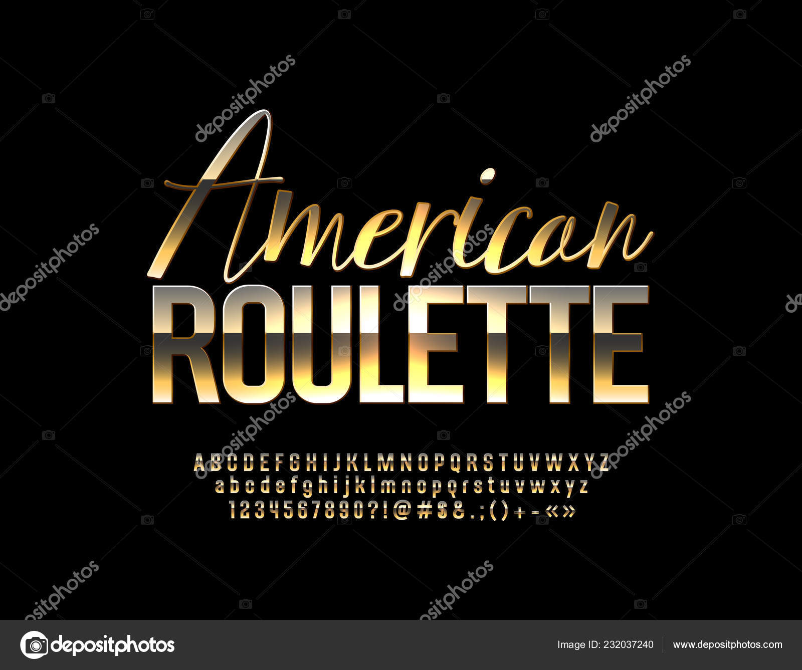 Vector Chic Sign Show Time Golden Font Letras Números Alfabeto