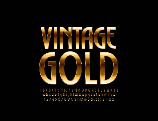Vector Vintage Golden Font Alphabet Luxe Lettres Chiffres Symboles — Image vectorielle
