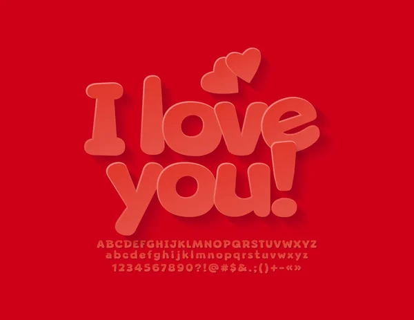 Красный Вектор Люблю Тебя Открытка День Святого Валентина Симпатичные Алфавитные — стоковый вектор