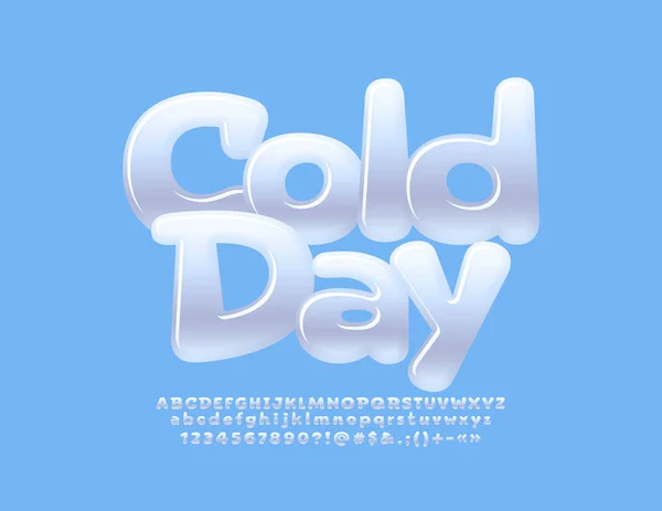 Banner Vectorial Cold Day Con Fuente Blanca Brillante Estilo Infantil — Vector de stock