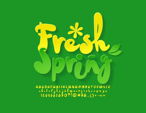 Векторная Яркая Эмблема Fresh Spring Рукописным Шрифтом Набор Игровых Букв — стоковый вектор