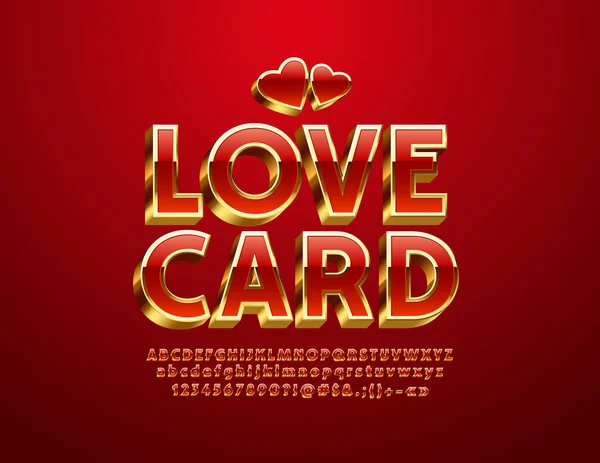 Vektor Chic Emblem Love Card Rote Und Goldene Hochglanzschrift Exklusive — Stockvektor