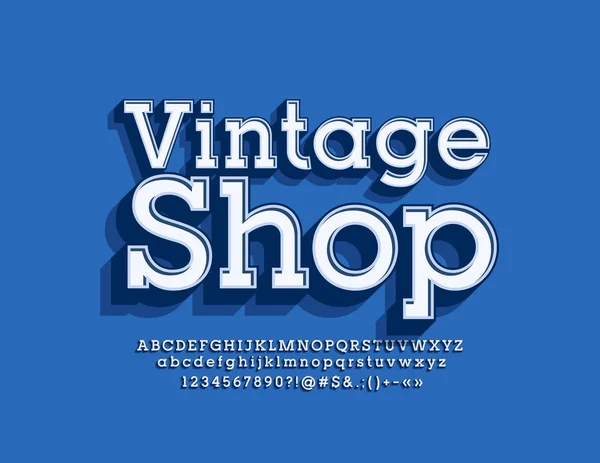 Vector Estilo Retro Vintage Shop Sign Con Alfabeto Elegante Fuente — Vector de stock