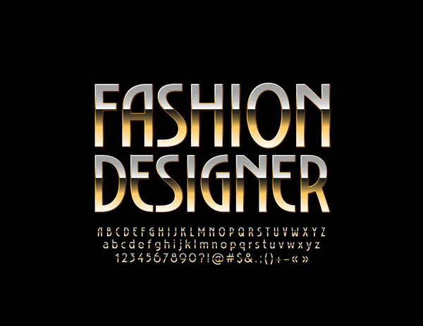 Wektor Znak Stylowe Projektanta Mody Błyszczący Złoty Czcionki Zestaw Luksusowych — Wektor stockowy