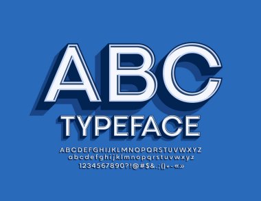 Parlak vintage yazı tipi. Vektör Retro tarzı 3d alfabesi harfleri, sayıları ve sembolleri. 