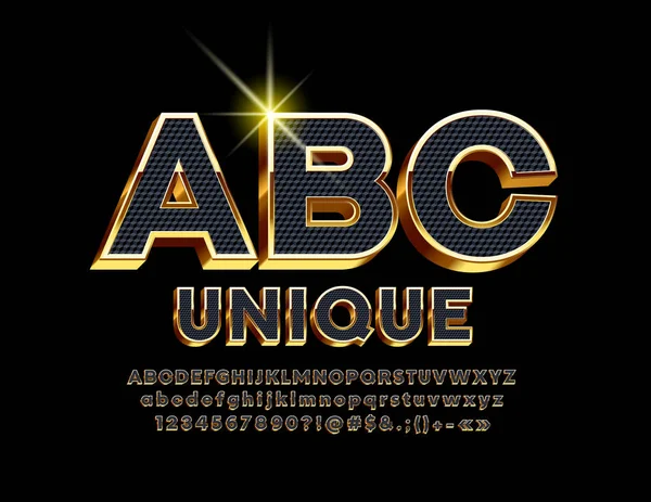 Vector Black Gold Chic Font Modern Stylish Alphabet Letters Numbers — Stock Vector