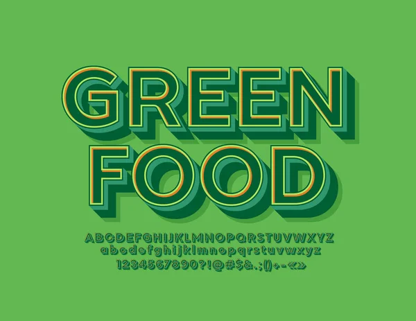 Vector Con Estilo Logo Green Food Con Fuente Letras Brillantes — Archivo Imágenes Vectoriales