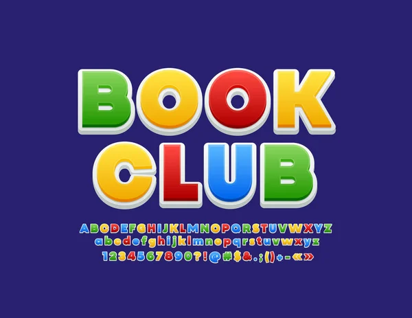 Heldere Vector Logo Book Club Met Kinderen Stijl Lettertype Kleurrijke — Stockvector