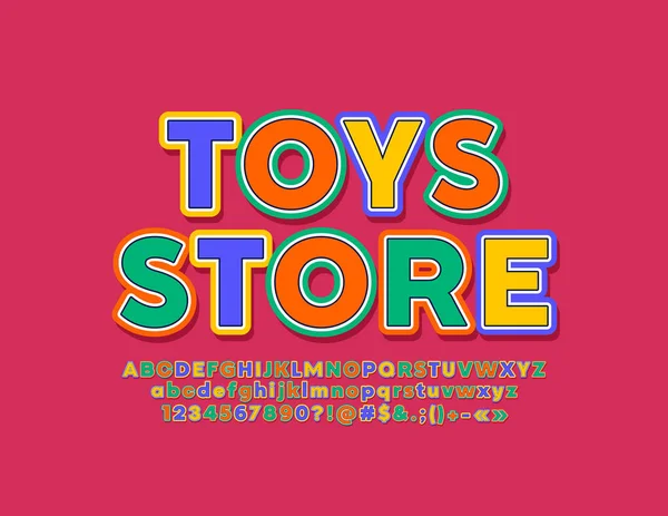 Vector Lumineux Emblem Toys Store Police Colorée Mignonne Alphabet Créatif — Image vectorielle