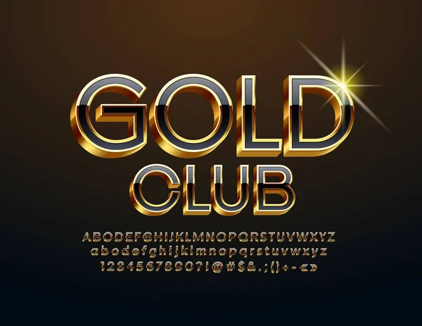 ベクトルの高級エンブレム ゴールド クラブ 黄金と黒のアルファベット文字 フォント — ストックベクタ