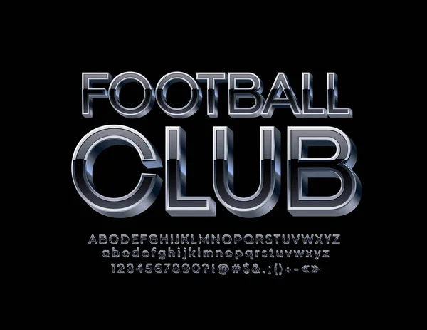 ベクトル Modren ラベル銀と黒のフォントでのサッカー クラブです スタイリッシュなアルファベット文字 — ストックベクタ