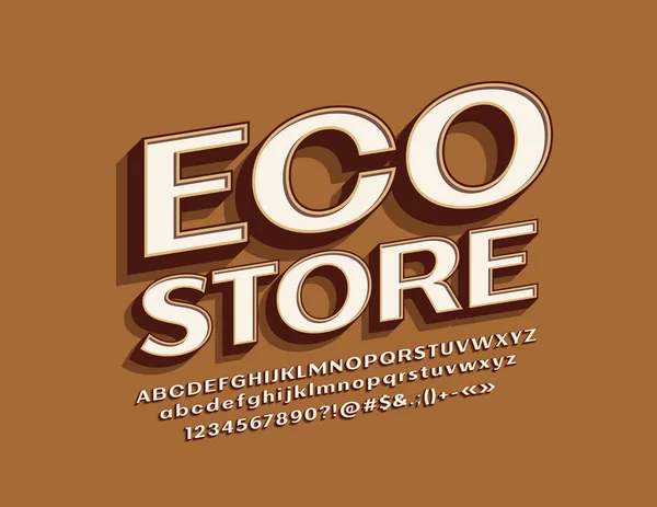 Ícone Estilo Retrô Vetorial Eco Store Com Letras Alfabeto Vitage —  Vetores de Stock