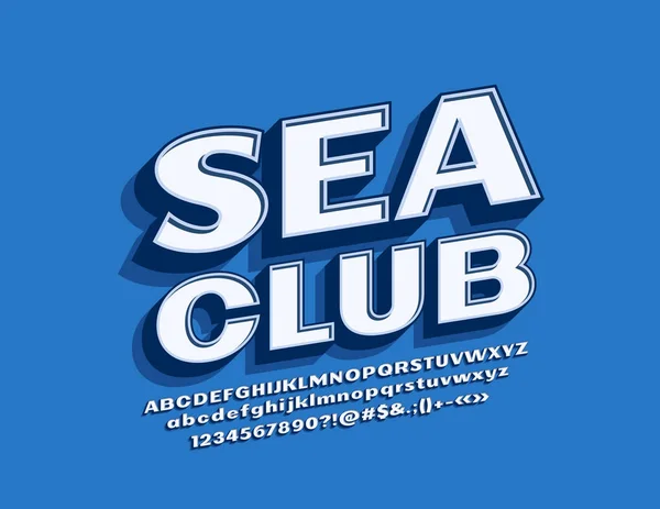 Vecror Retro Tarzı Etiket Sea Club Izometrik Yazı Tipi Ile — Stok Vektör