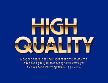 Yüksek kaliteli altın alfabesi harfleri, sayıları ve sembolleri vektör. Lyxury parlak yazı tipi 