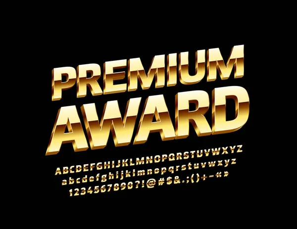 Vektor Goldenes Logo Premium Auszeichnung Mit Luxusschrift Dekorative Buchstaben Zahlen — Stockvektor