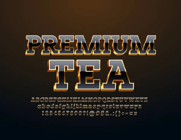 Векторный Элитный Логотип Premium Tea Шикарным Шрифтом Буквы Цифры Символы — стоковый вектор