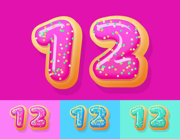 Vector Sabroso Donut Alphabet Conjunto Fuente Con Diferentes Colores Opción — Vector de stock