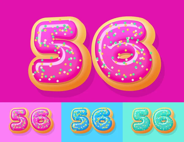 Vector Smakelijke Donut Alfabet Instellen Lettertype Met Verschillende Kleuren Optie — Stockvector