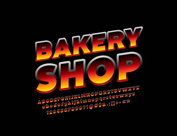 Векторный Красочный Магазин Emblem Bakery Shop Стильные Буквы Цифры Символы — стоковый вектор