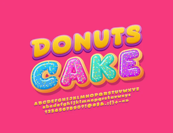 Vektor Leckeren Zeichen Donuts Kuchen Bunte Buchstaben Des Alphabets Helle — Stockvektor