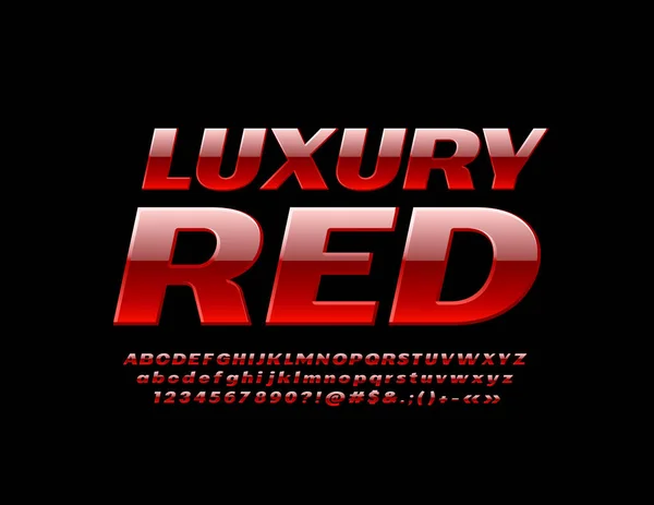 Fonte Vector Luxury Red Letras Números Símbolos Brilhantes Alfabeto —  Vetores de Stock