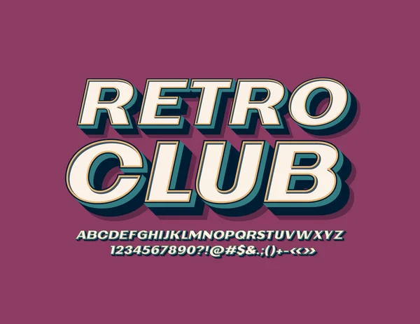 Vektor Barevný Znak Retro Klub Sada Vintage Abeceda Písmen Číslic — Stockový vektor