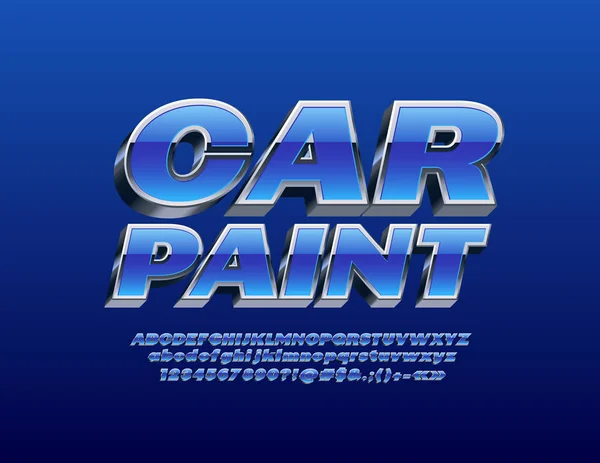 Logo Del Negocio Vectorial Pintura Coche Con Fuente Azul Plata — Archivo Imágenes Vectoriales