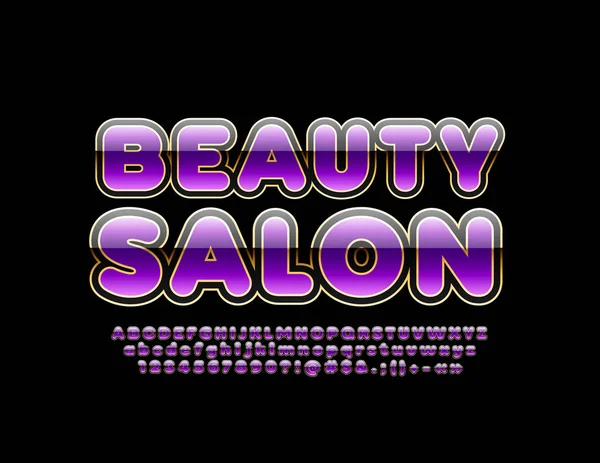 Vector Stylish Sign Beauty Salon Bright Colorful Font Glossy Alphabet — Stock Vector