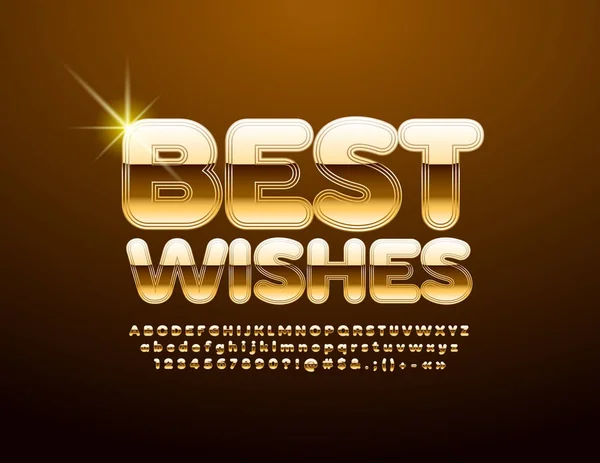 Emblema Lusso Vettoriale Con Testo Best Wishes Set Reale Oro — Vettoriale Stock