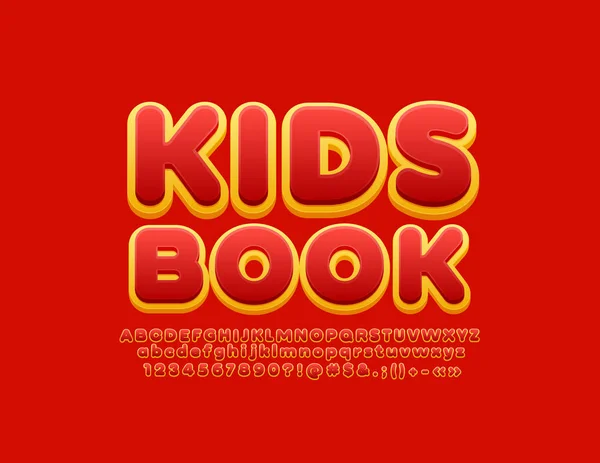 Vector Funny Logo Kids Libro Con Fuente Moda Lindo Alfabeto — Vector de stock