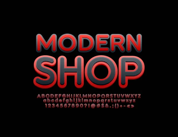 Şık Logo Serin Yazı Ile Modern Alışveriş Vektör Kırmızı Siyah — Stok Vektör