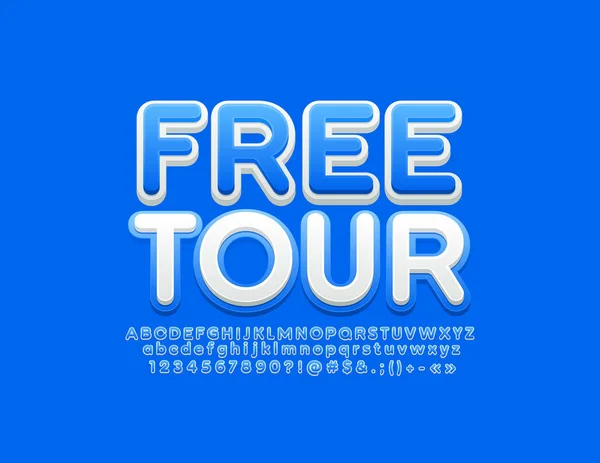 Векторный Маркетинг Логотип Free Tour Синий Белый Модный Шрифт Набор — стоковый вектор