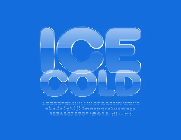 Vector Stylish Sign Ice Cold Text Font Glass Alphabet Letters — Stock Vector