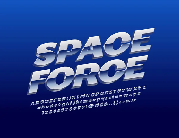 Signo Metálico Vectorial Space Force Con Fuente Letras Números Símbolos — Archivo Imágenes Vectoriales