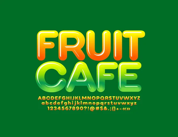 Vector Glanzende Embleem Fruit Cafe Met Verloop Kleur Helder Lettertype — Stockvector