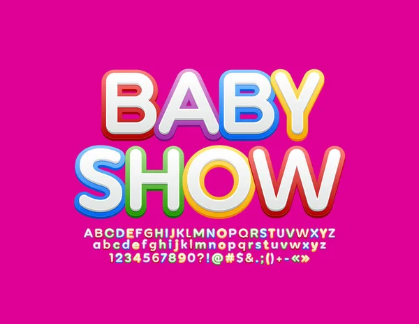 Vektor Helles Emblem Baby Show Mit Bunten Schrift Stilvolles Alphabet — Stockvektor