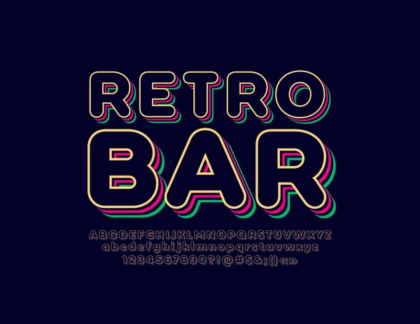 Elegantní Módní Logotyp Retro Bar Prostorové Barevné Písmo Ročník Ročníku — Stockový vektor