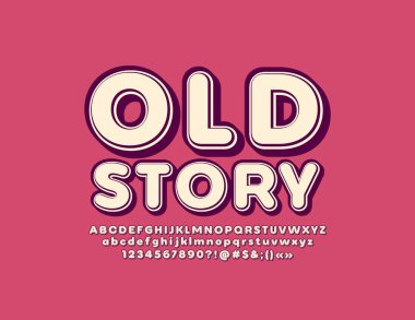 Alfabe seti ile Vektör vintage tarzı metin Old Story. Retro 3d Yazı Tipi. İyometrik Harfler, Sayılar ve Semboller