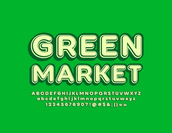 Vektor Retro Stil Logotyp Grüner Markt Mit Schrift Isometrische Buchstaben — Stockvektor