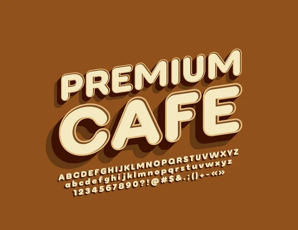 Vektor Retro Zeichen Premium Café Mit Schrift Isometrische Buchstaben Zahlen — Stockvektor