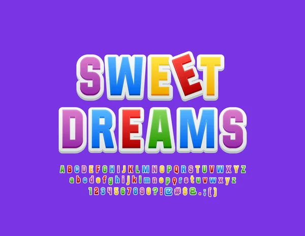 Vetor Colorido Bonito Banner Sweet Dreams Letras Números Símbolos Brilhantes — Vetor de Stock