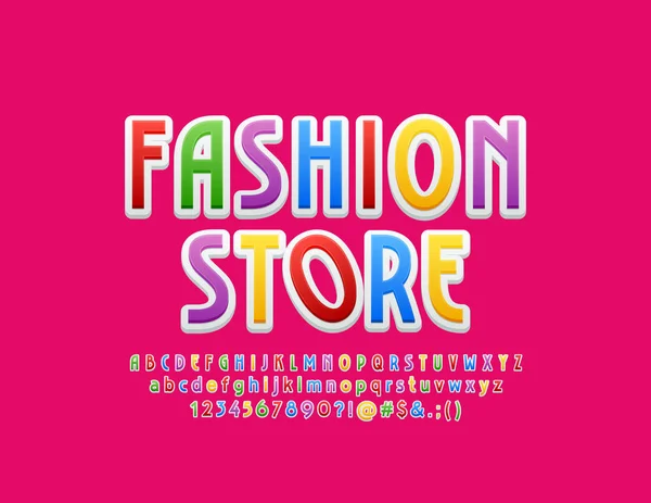 Vector Logotipo Brilhante Fashion Store Com Fonte Moda Conjunto Elegantes —  Vetores de Stock