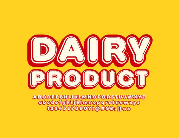 Texto Vectorial Productos Lácteos Para Emblema Logotipo Etiqueta Estilo Retro — Vector de stock